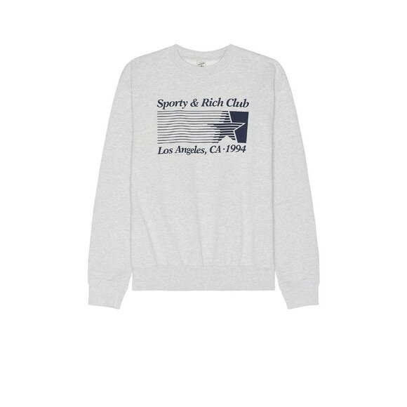 Sporty & Rich Starter Crewneck Heathery Grey & Navy Sweatshirt